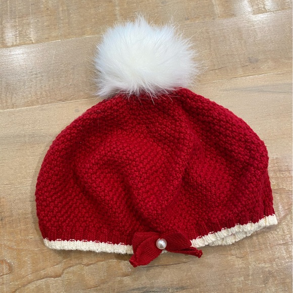 Shabby Chic baby girl knit romper dress set worn Pom Pom beret hat - Picture 6 of 12